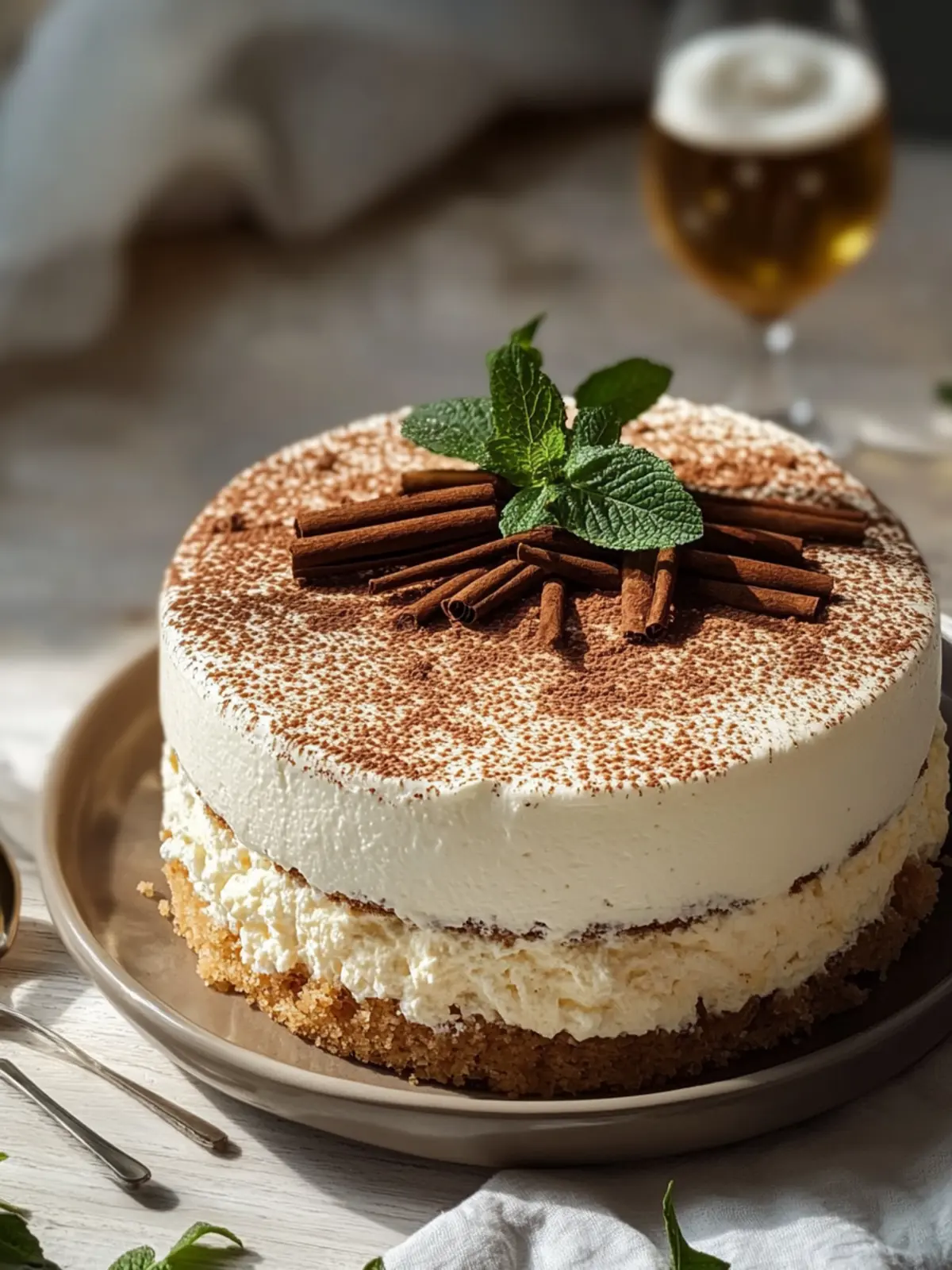 Himnon-alkoholfreies Bier Mascarpone Schichtkuchen