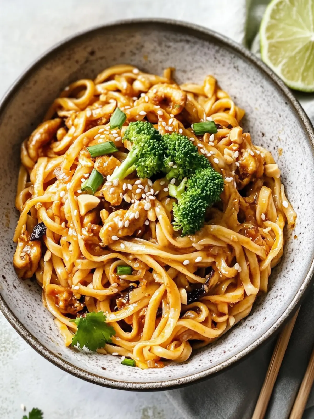 Schnelle asiatische Nudeln mit Erdnusssauce