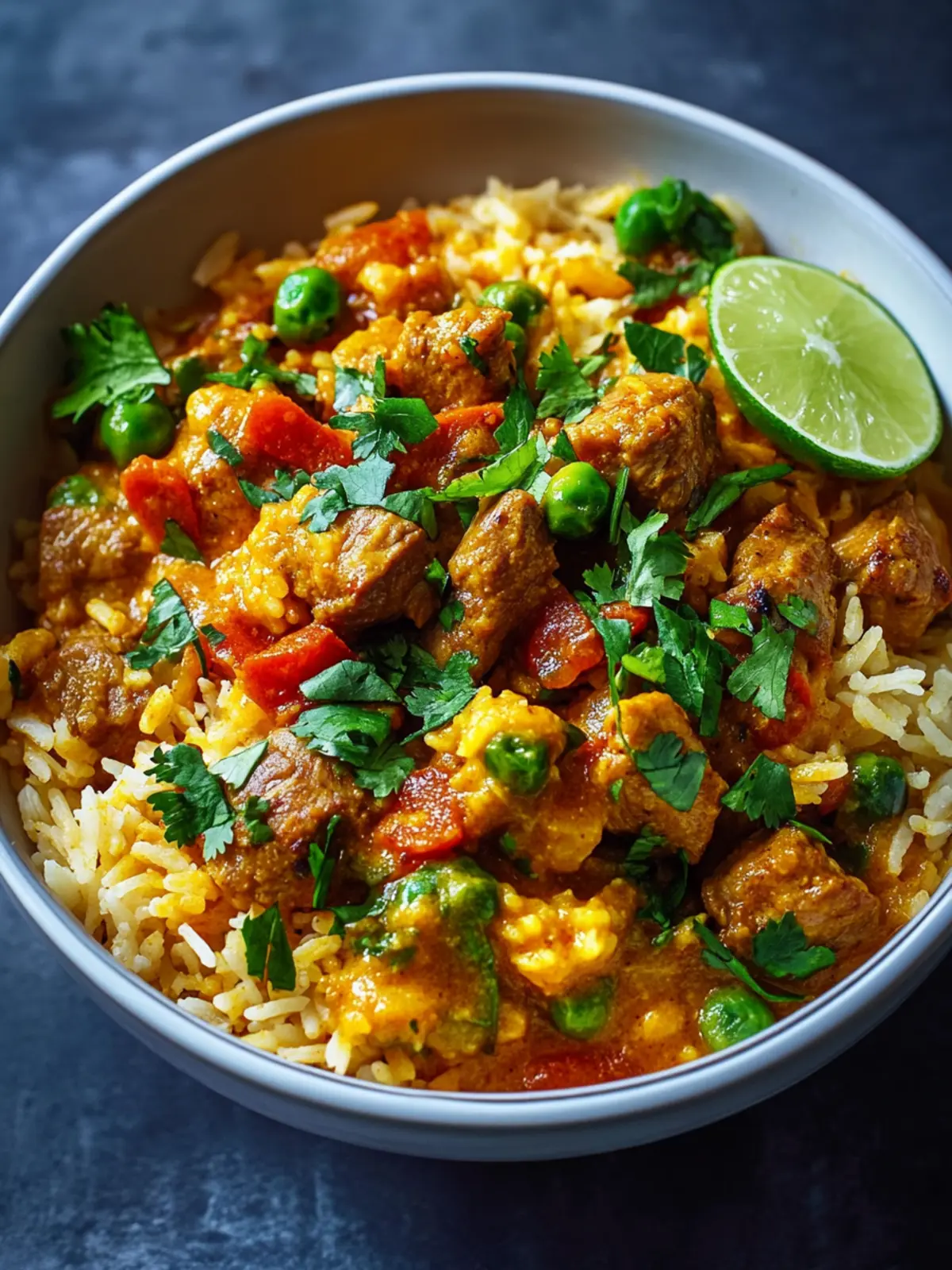 Scharfer Rindfleisch-Curry gebratener Reis