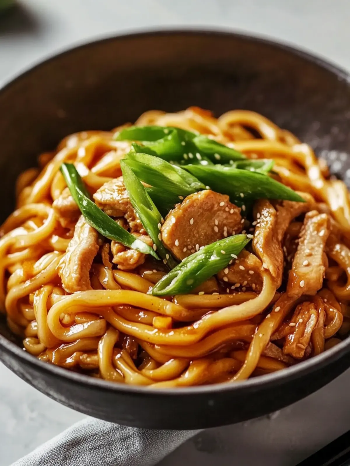 Hühnchen Yaki Udon Pfanne
