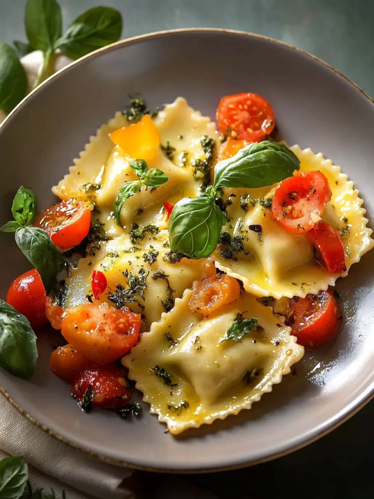 Gebratene Ravioli mit Gemüse
