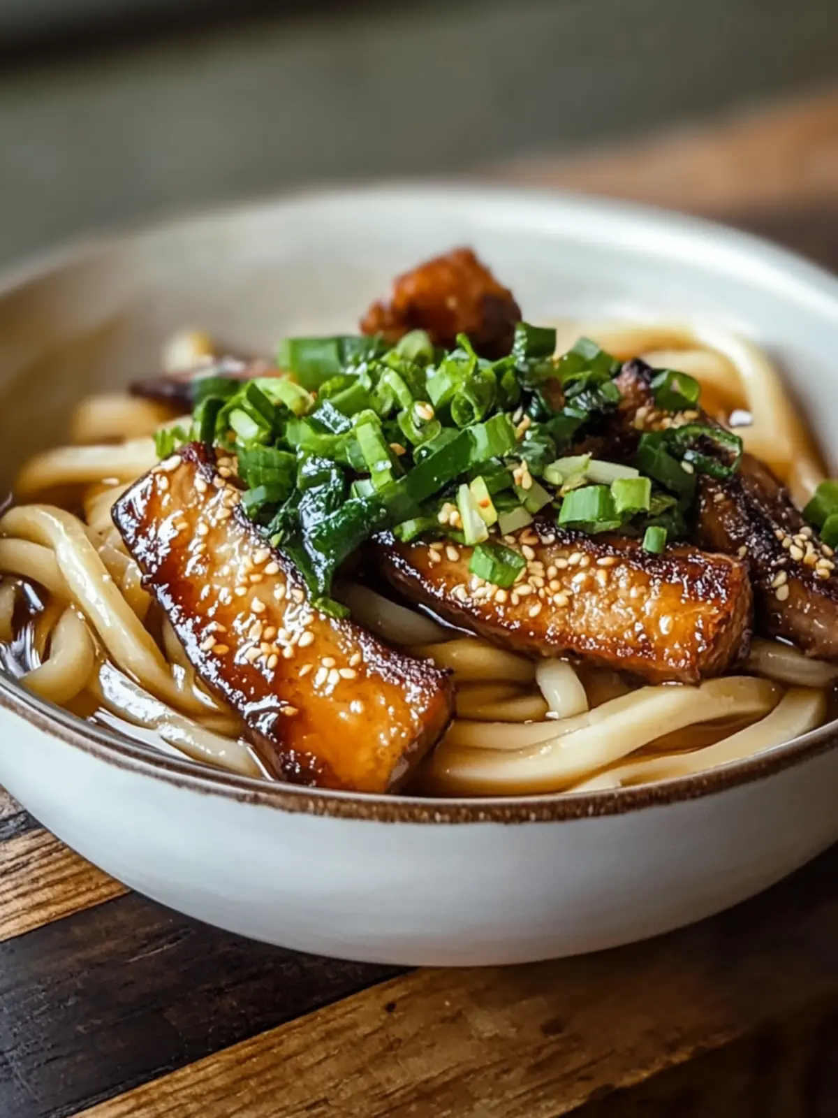 Gemüse Udon klebrig glasierten Schweinekoteletts