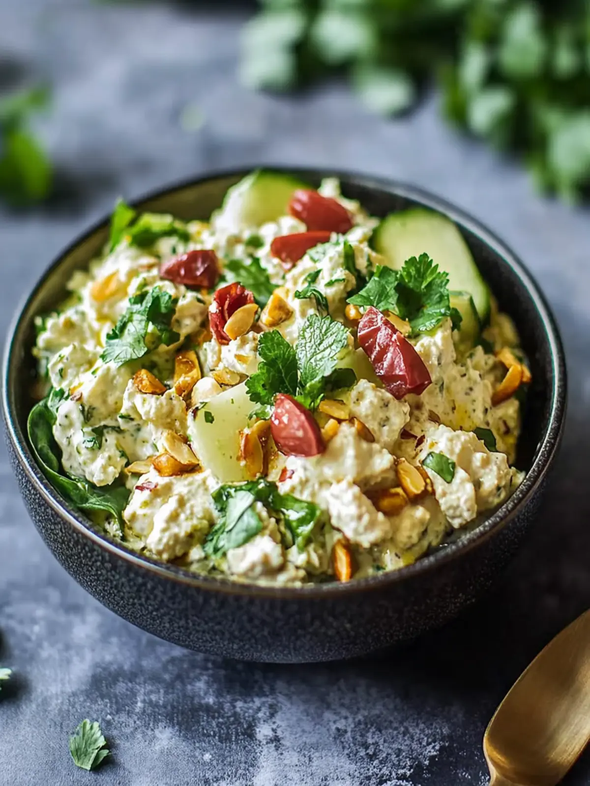 Griechischer Joghurt Curry Hähnchen Salat