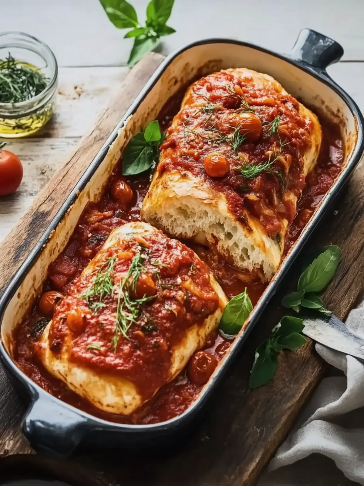 gefüllte Hähnchenbrust mit Tomatensauce
