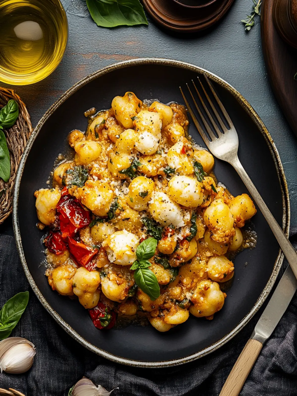Gebratenes toskanisches Hähnchen und Gnocchi