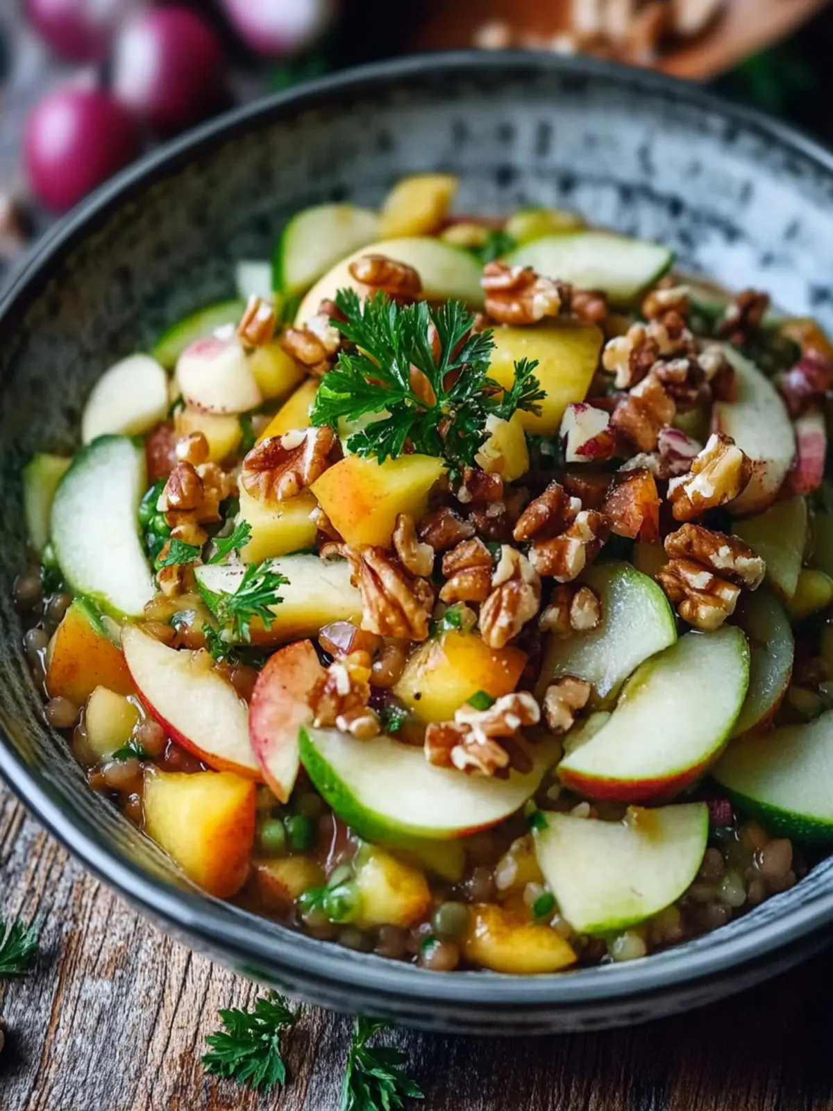 Schneller Linsensalat mit Apfel & Walnüssen