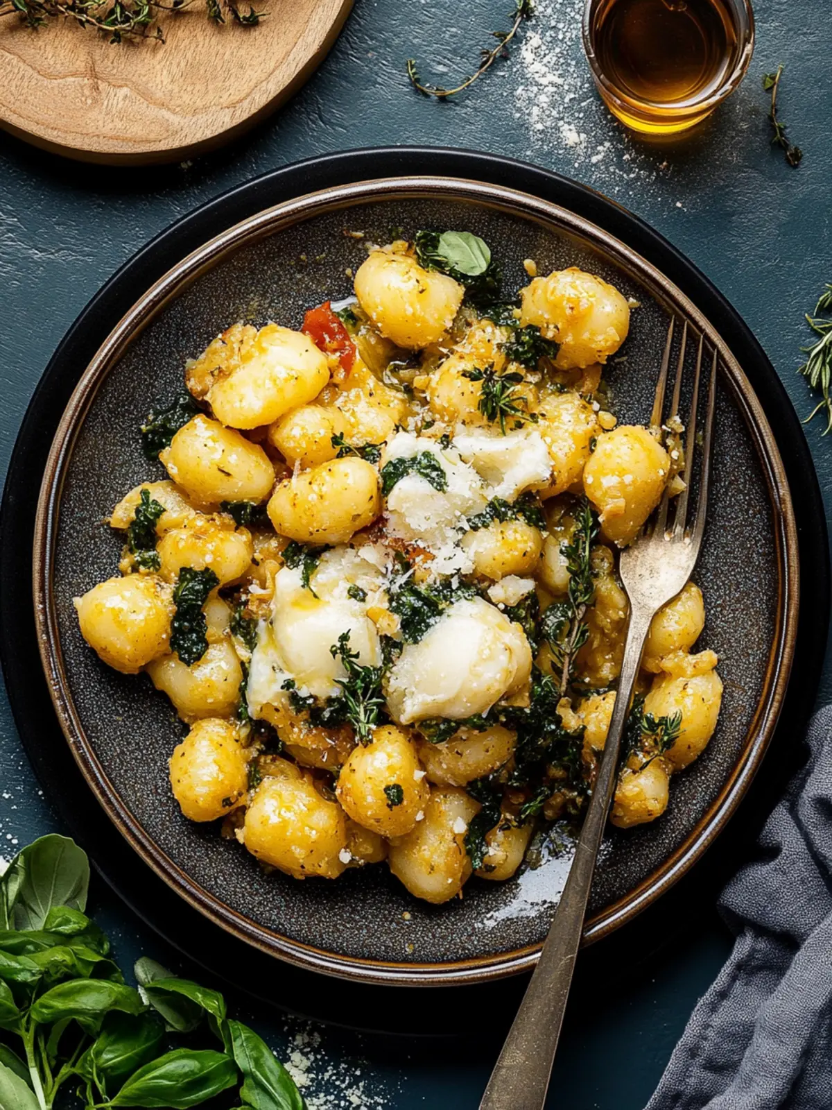 Überbackenes toskanisches Hühnchen und Gnocchi