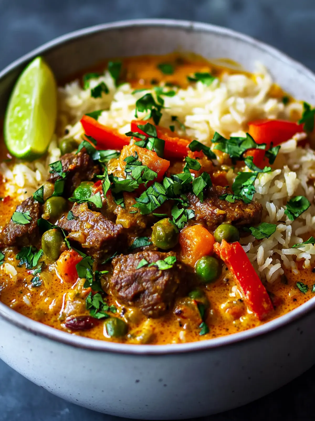 Scharfer Rindfleisch-Curry gebratener Reis