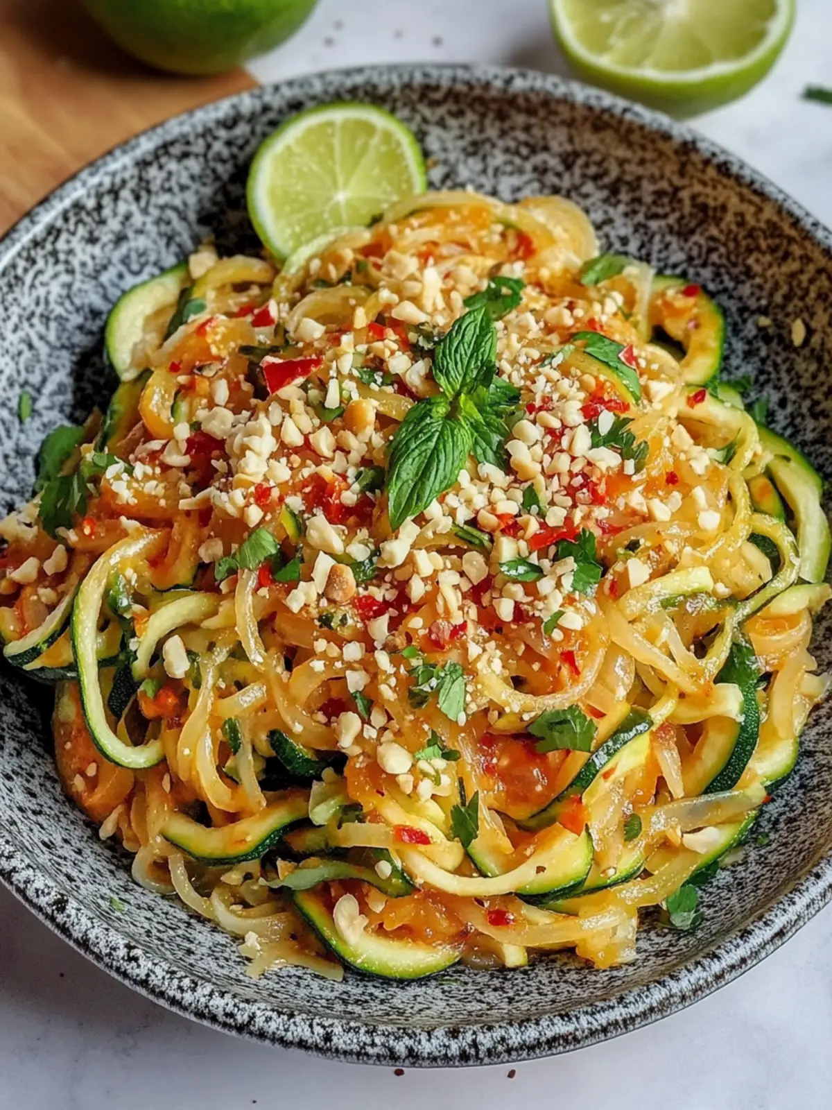 Gesunde Zucchini-Nudeln Pad Thai ohne Zucker