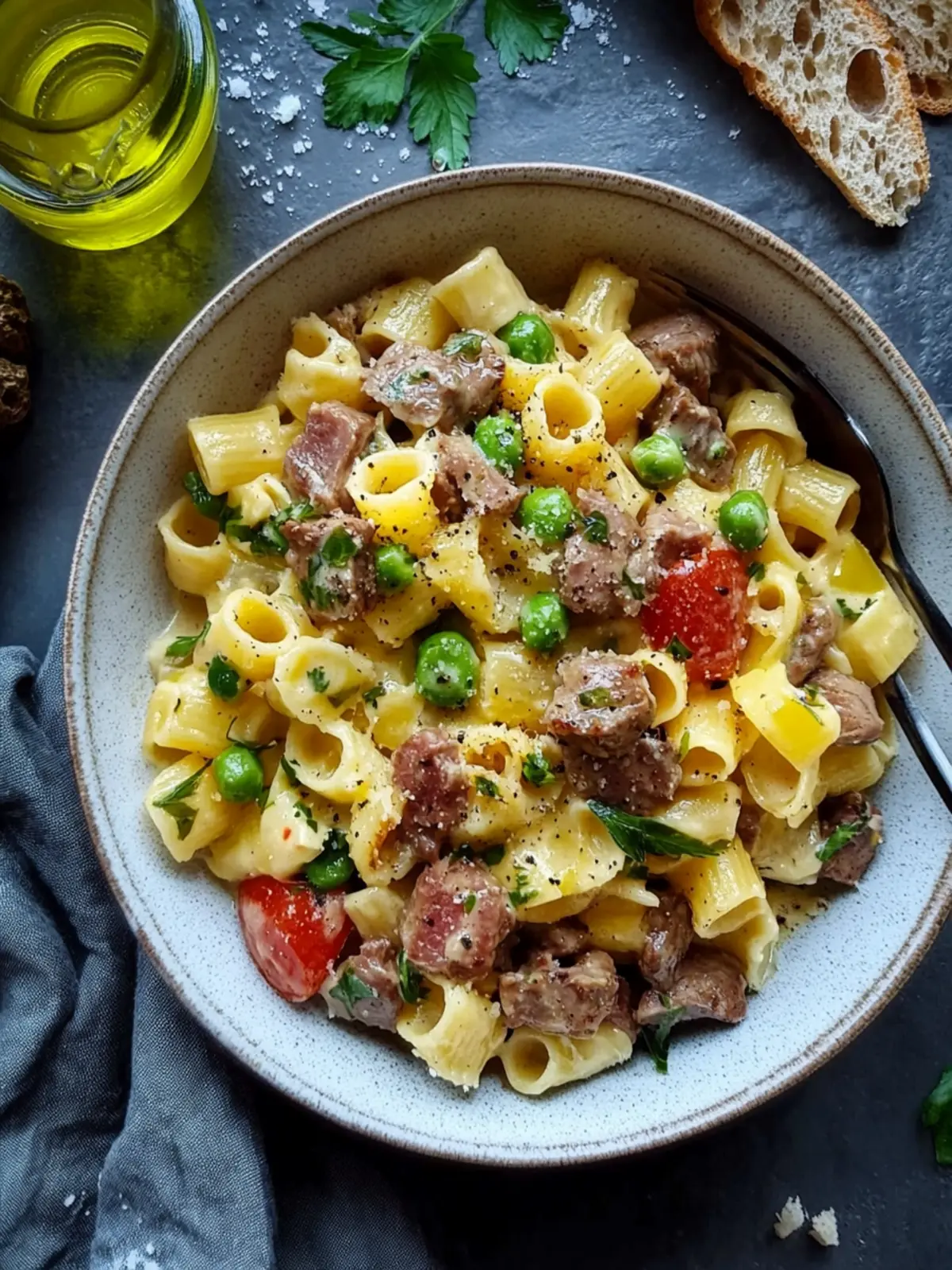 Käse-Lauch Pasta mit Hackfleisch