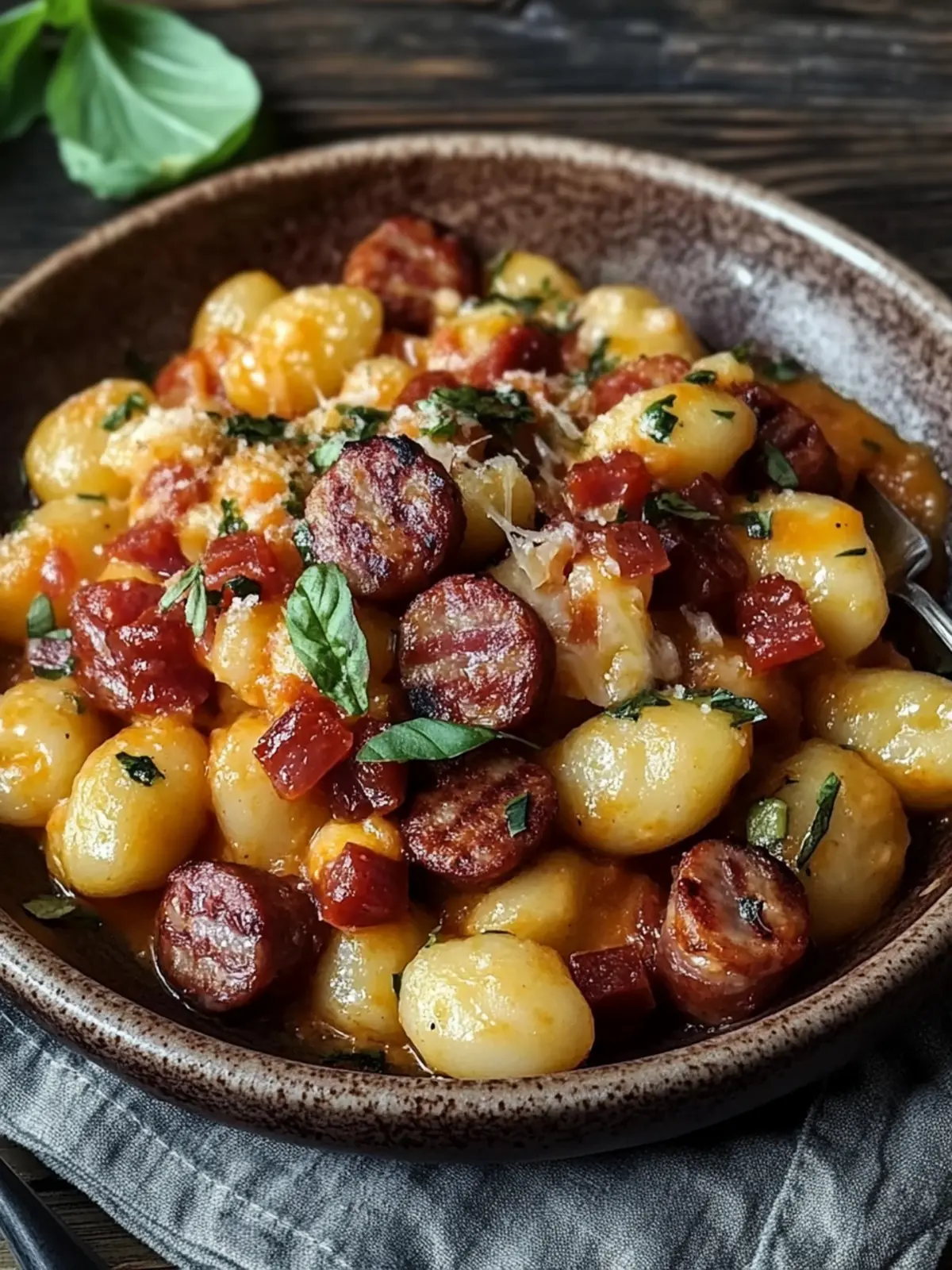 Cremige Ein-Topf Kielbasa Wurst und Gnocchi