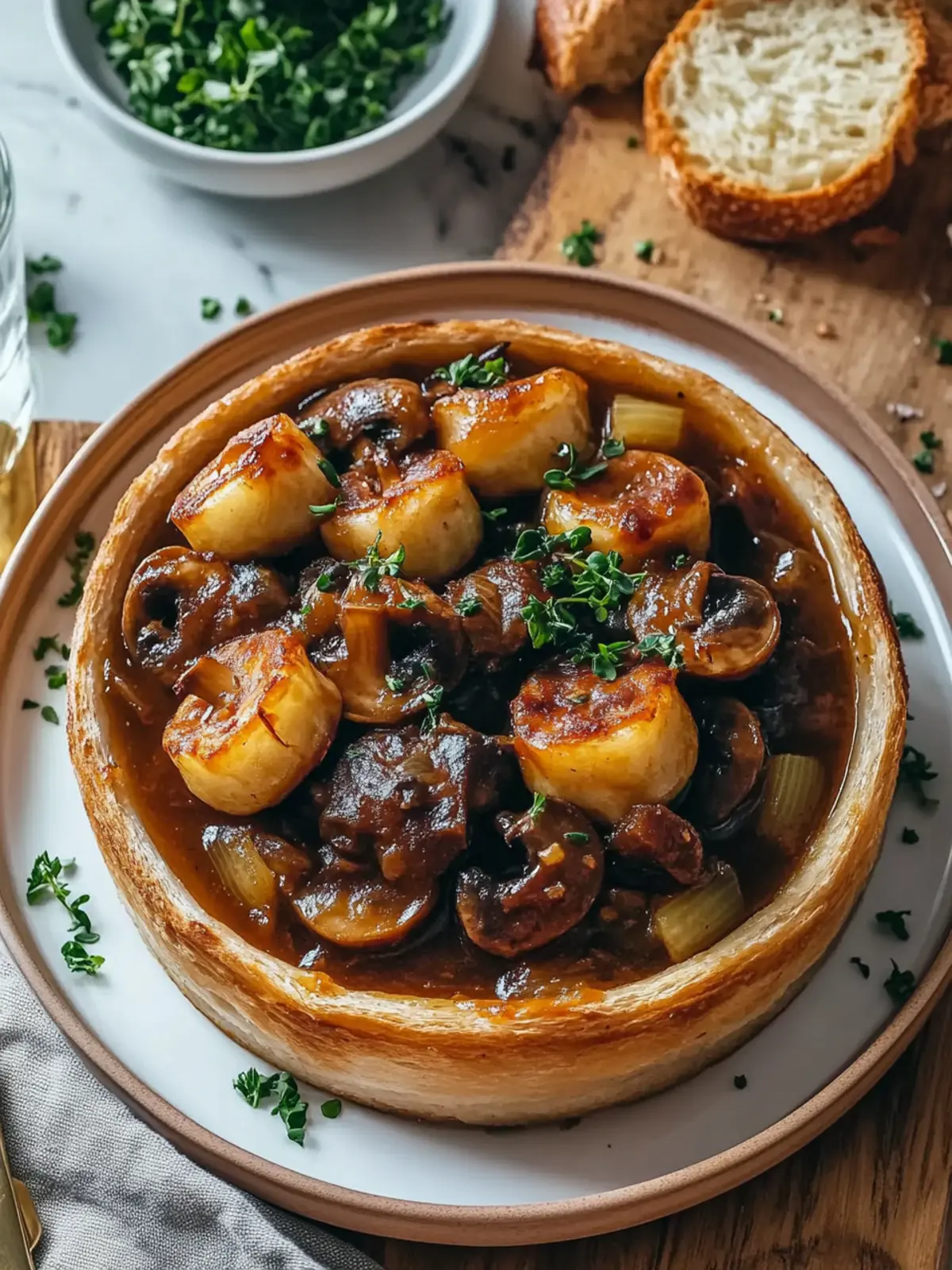 Pilzgulasch nach Burgunderart
