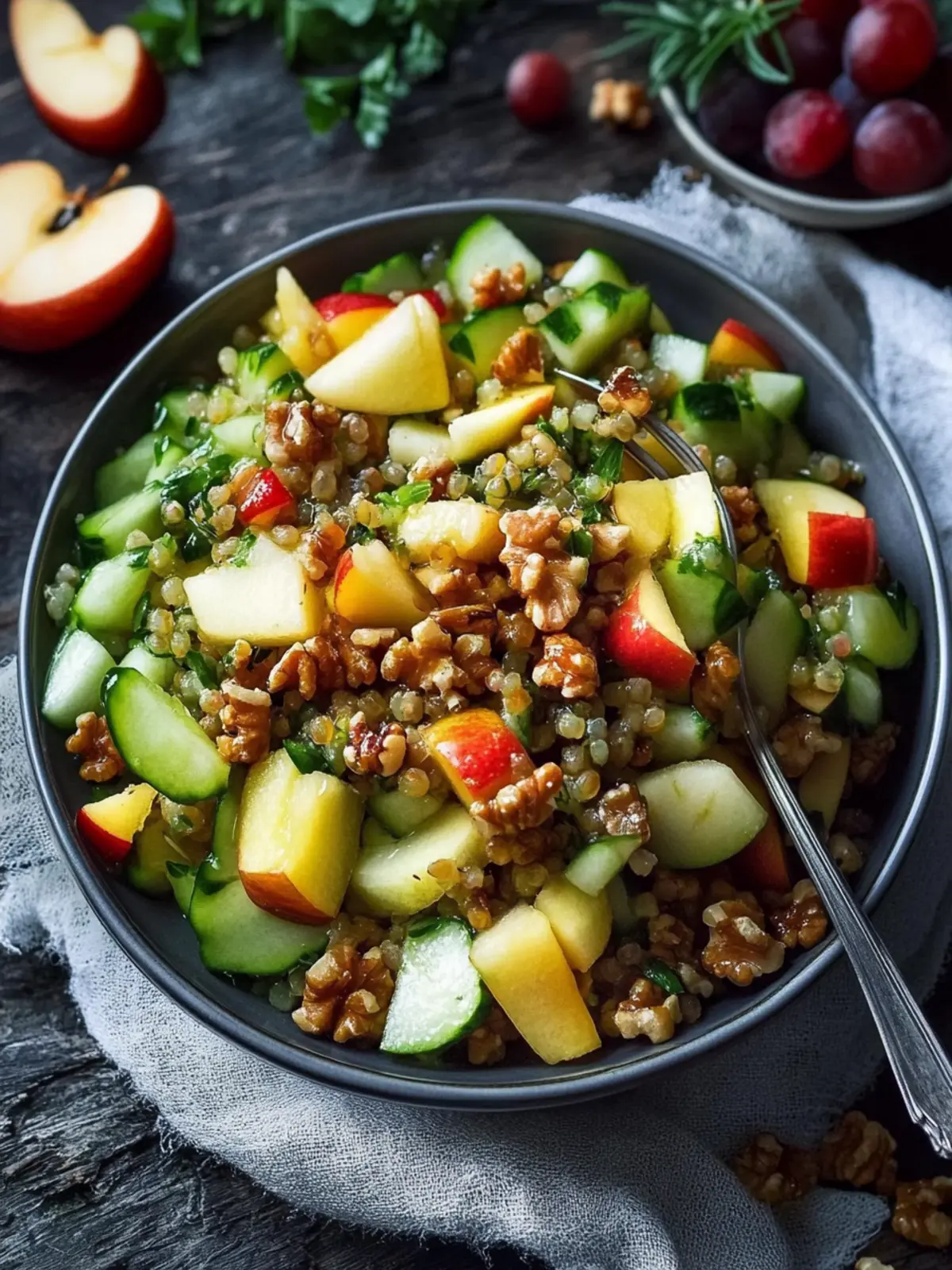 Schneller Linsensalat mit Apfel & Walnüssen