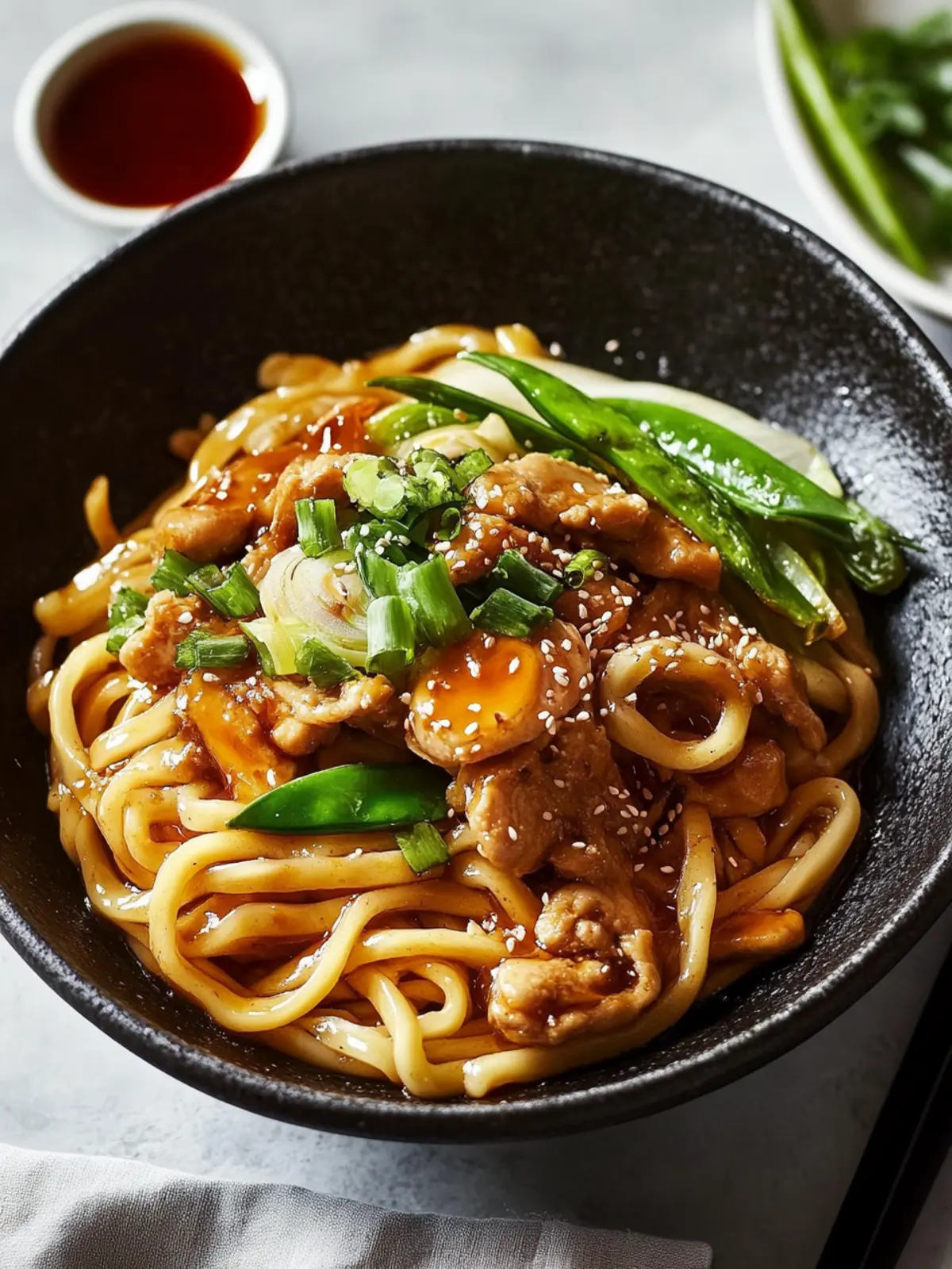 Hühnchen Yaki Udon Pfanne