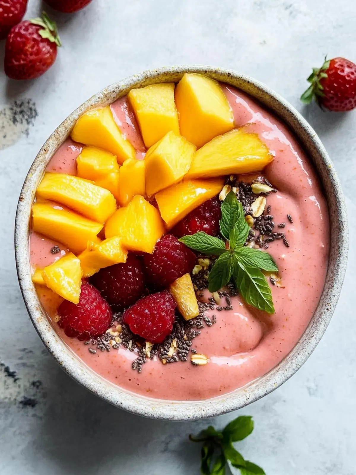 Erdbeer Mango Smoothie Schüssel