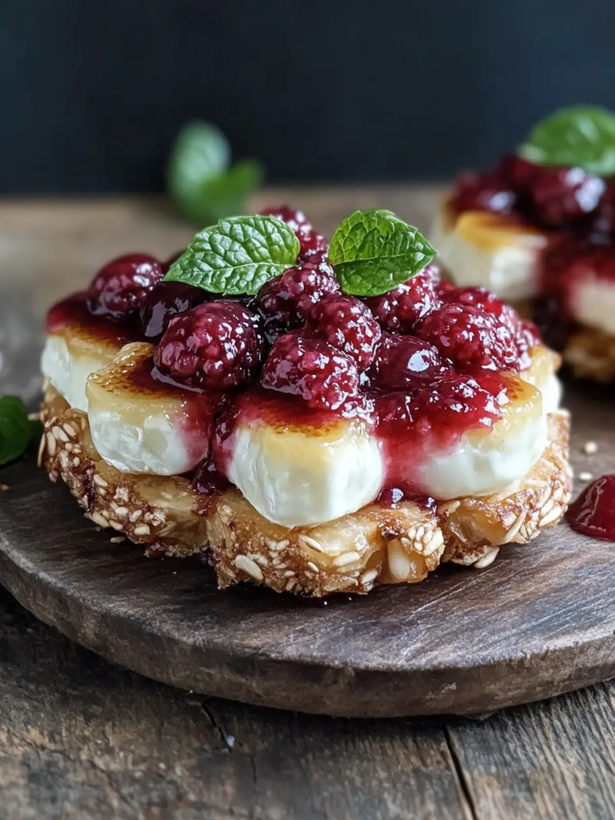 Crispy Brie und Himbeer-Marmelade Blätterteig Häppchen