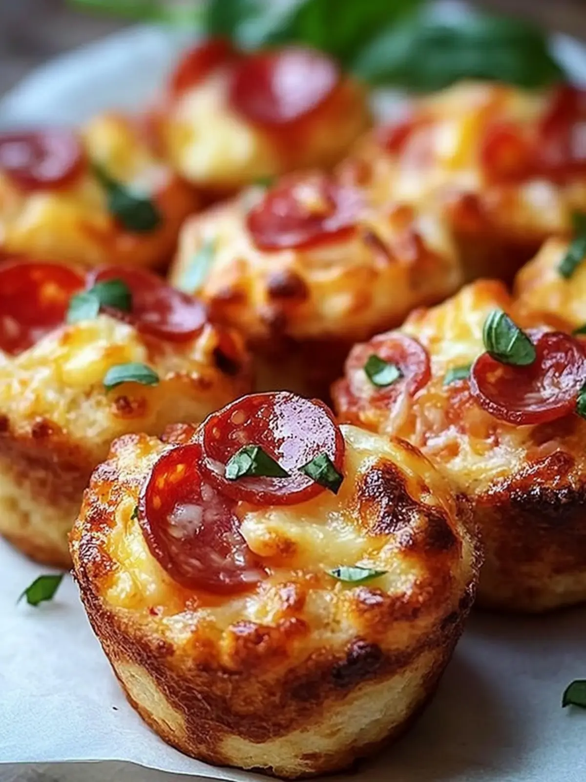 Pizza-Muffins mit Salami und Käse
