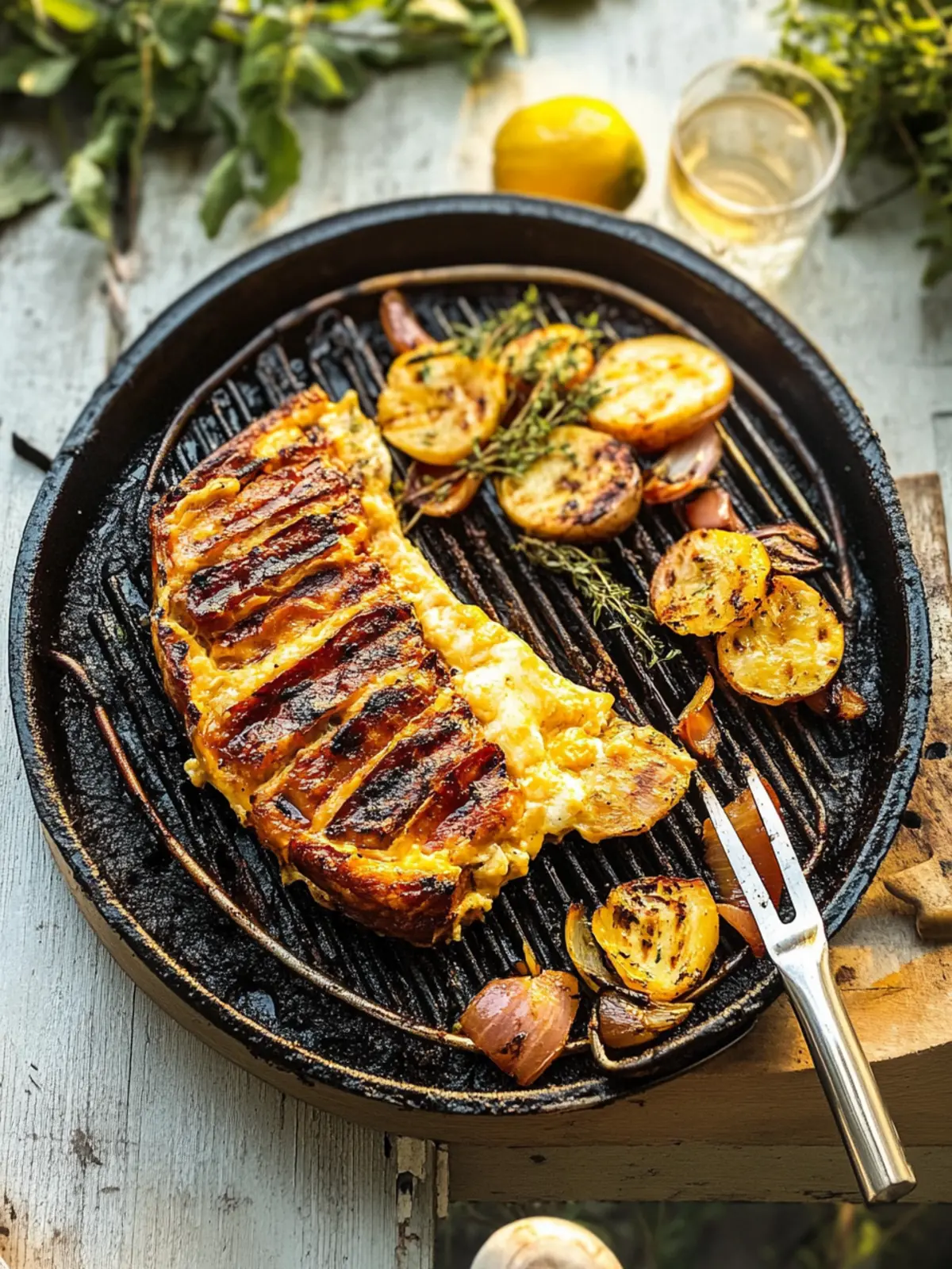 Gebackenes BBQ-Hühnchen gegrillter Käse