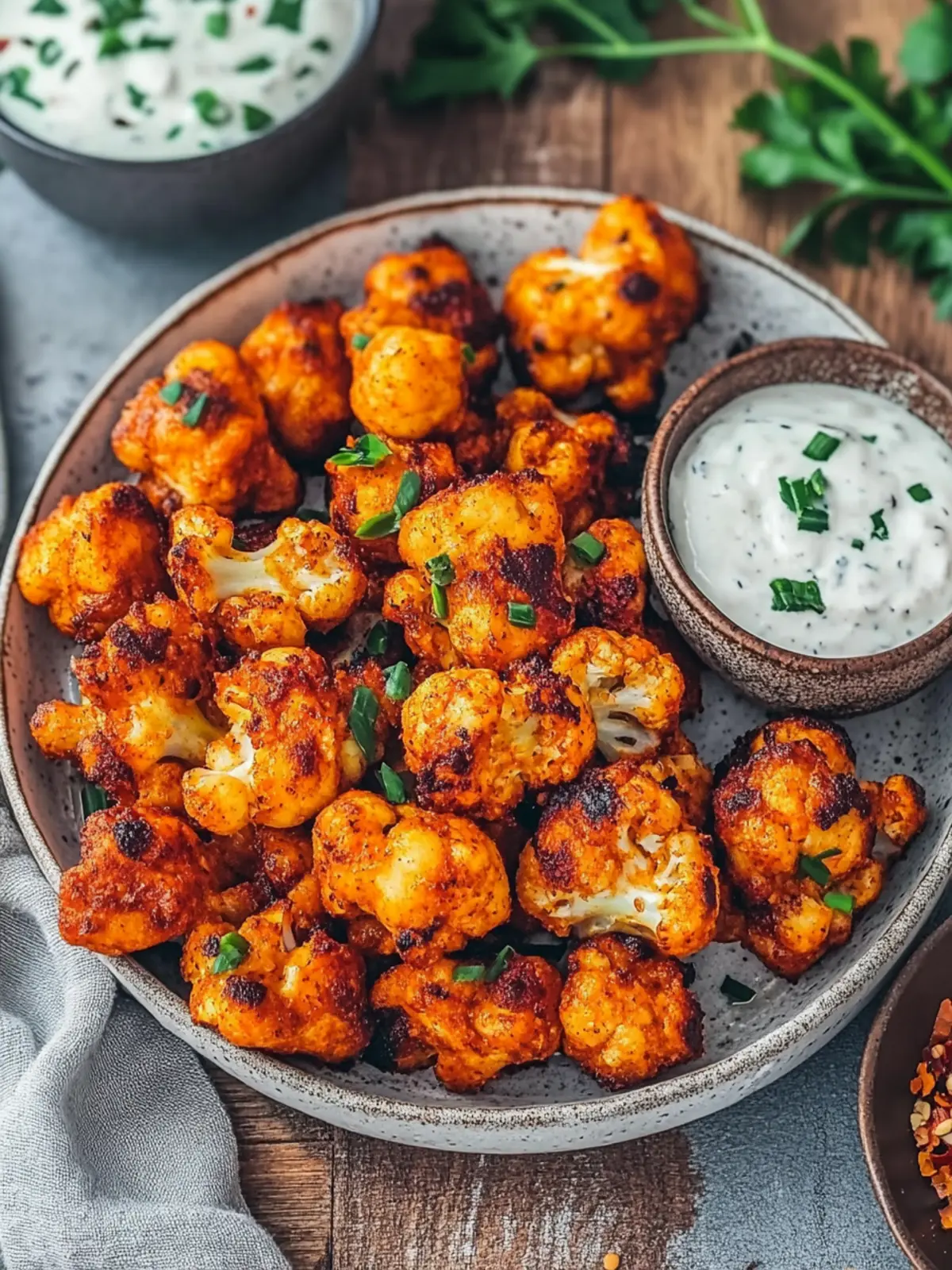 Vegane Buffalo Blumenkohlflügel