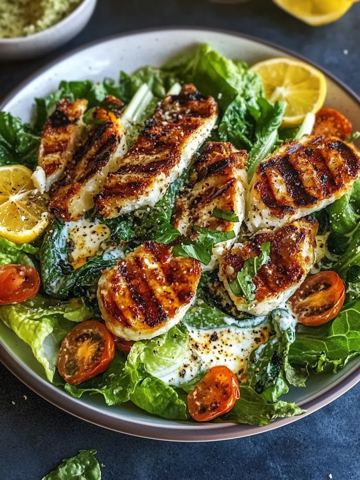 Crispy gegrillte Römersalat-Herzen Caesar-Salat