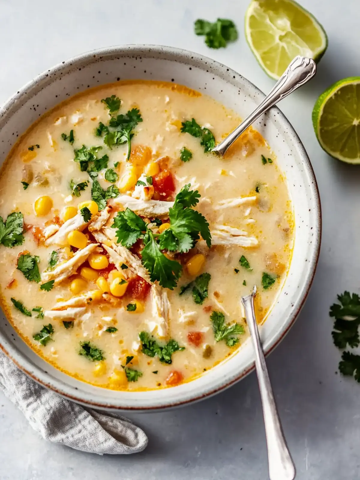 Cremige weiße Hähnchen-Enchilada-Suppe