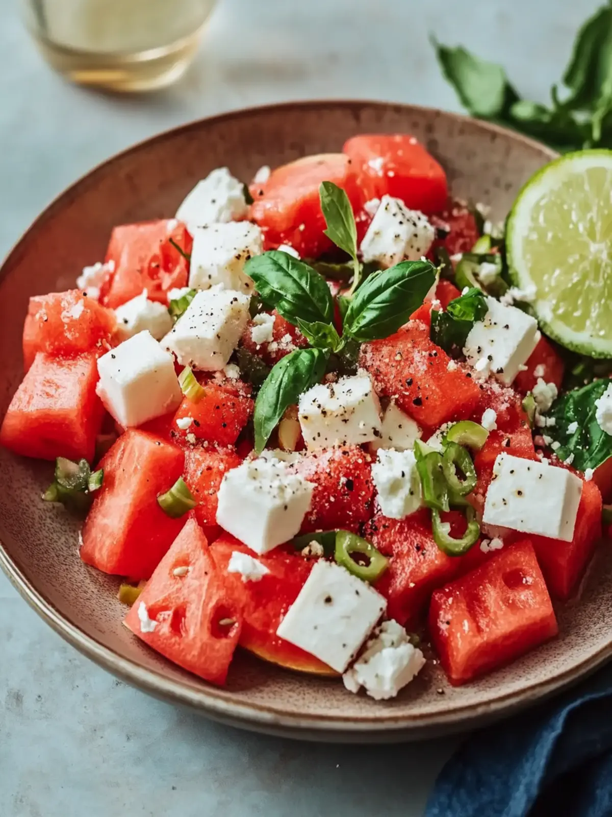 Scharfer Wassermelonen-Feta-Salat