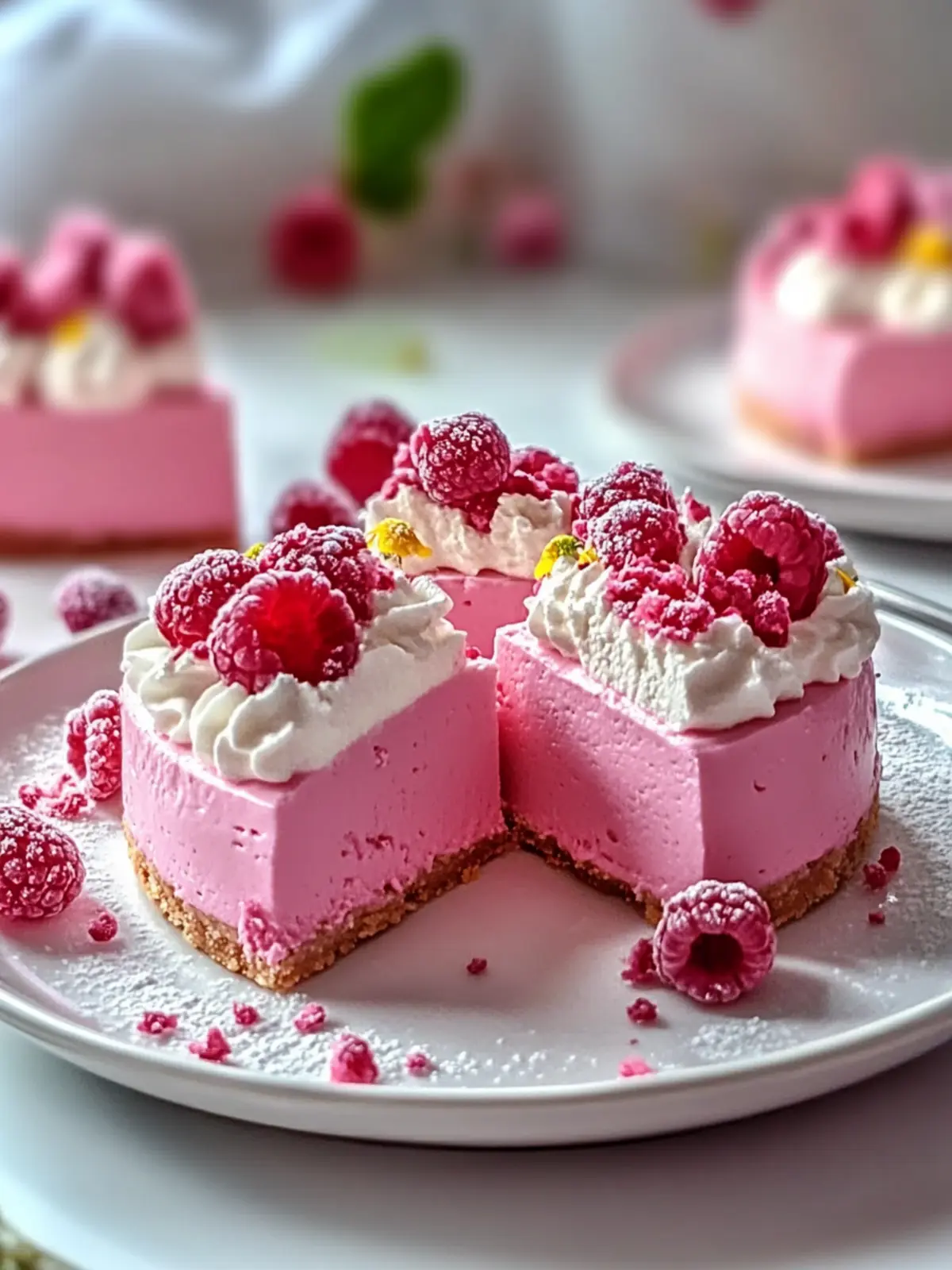 Rosa Samt Käsekuchen Bissen