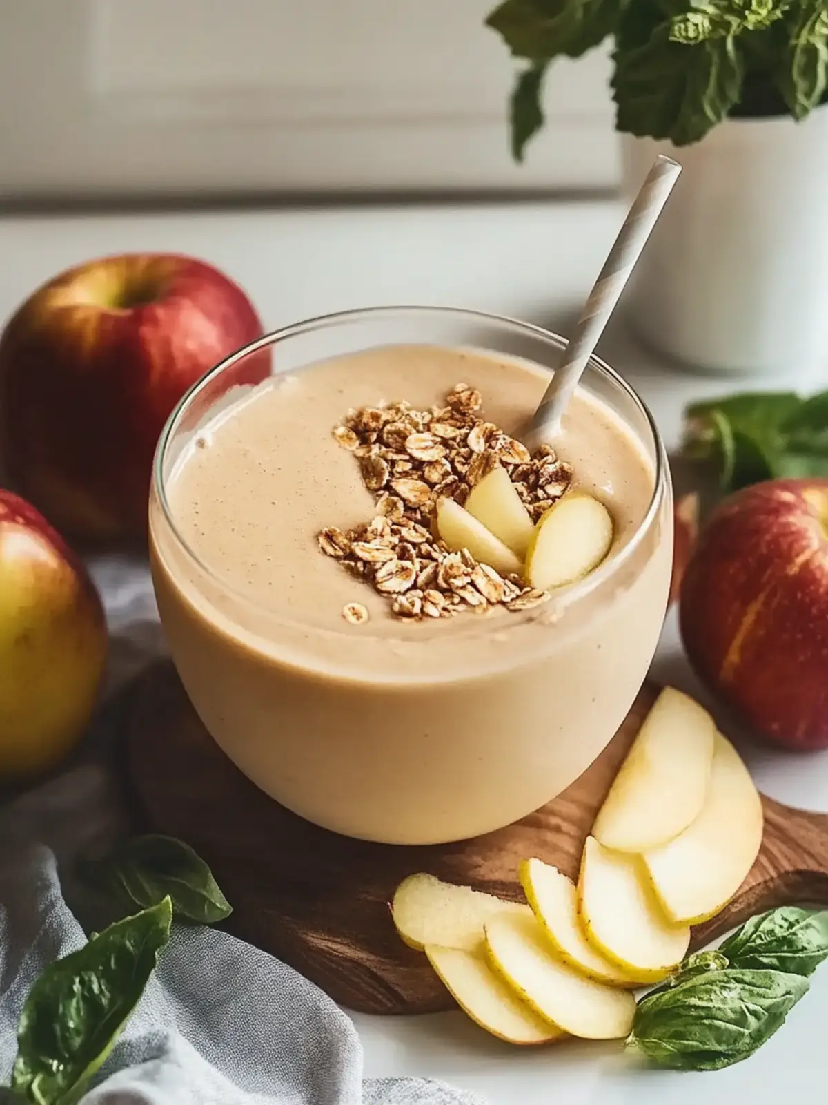 Apfelkuchen Smoothie Schüssel