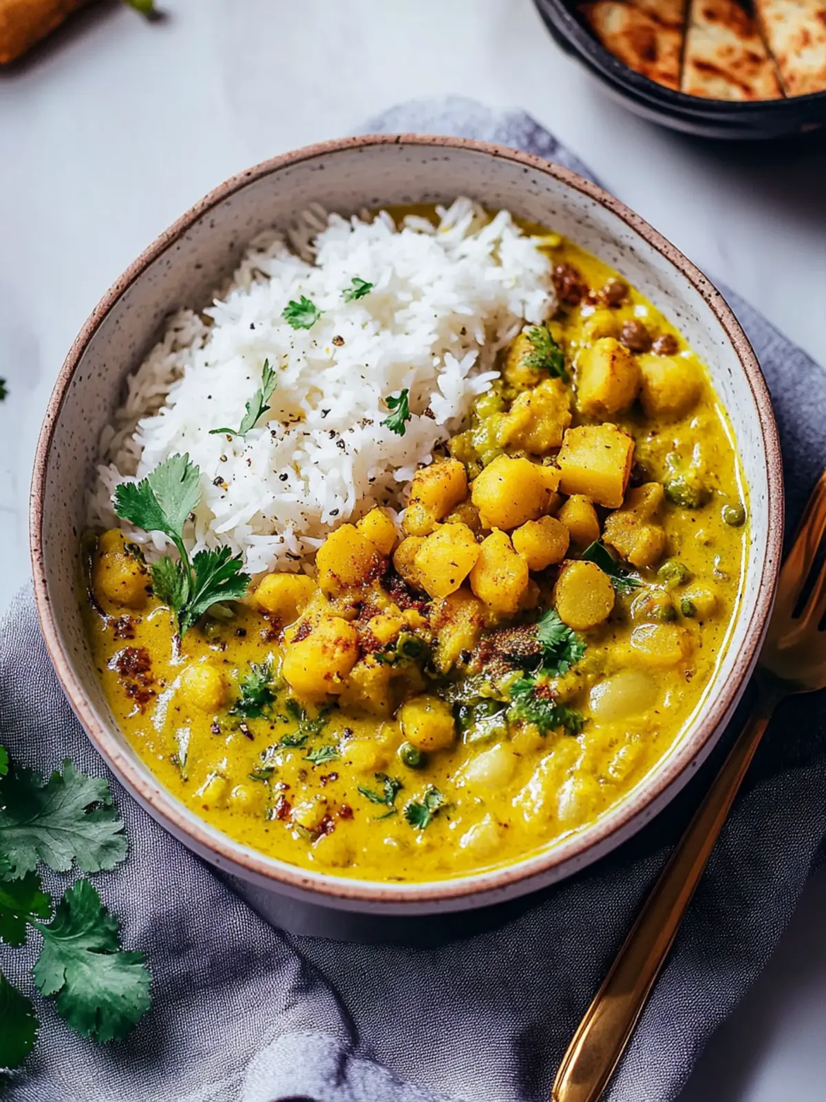 Kohlrabi-Curry mit gerösteten Kichererbsen