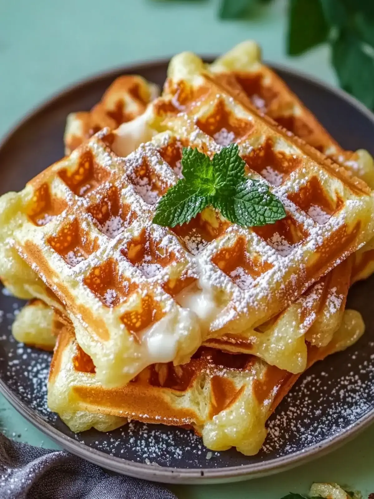 Knusprige salzige Waffeln mit Schinken und Käse