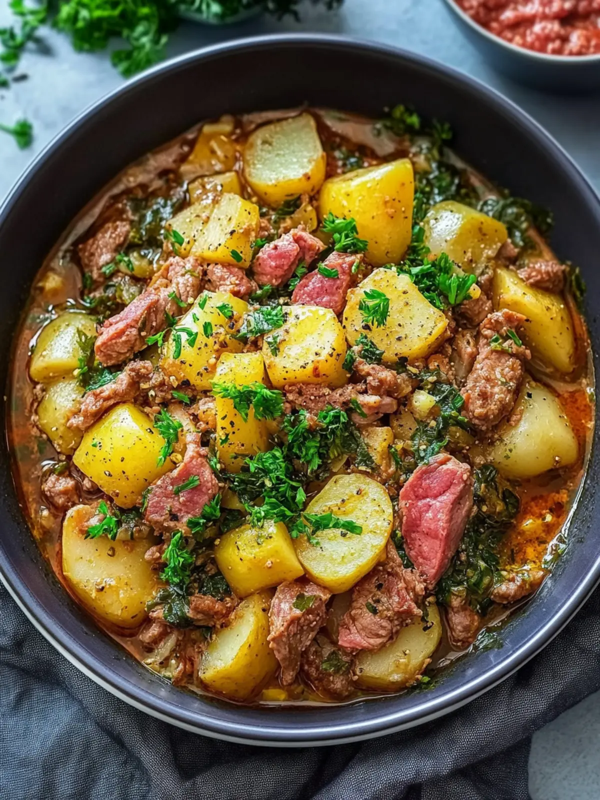 Savoykohl-Eintopf mit Hackfleisch und Kartoffeln