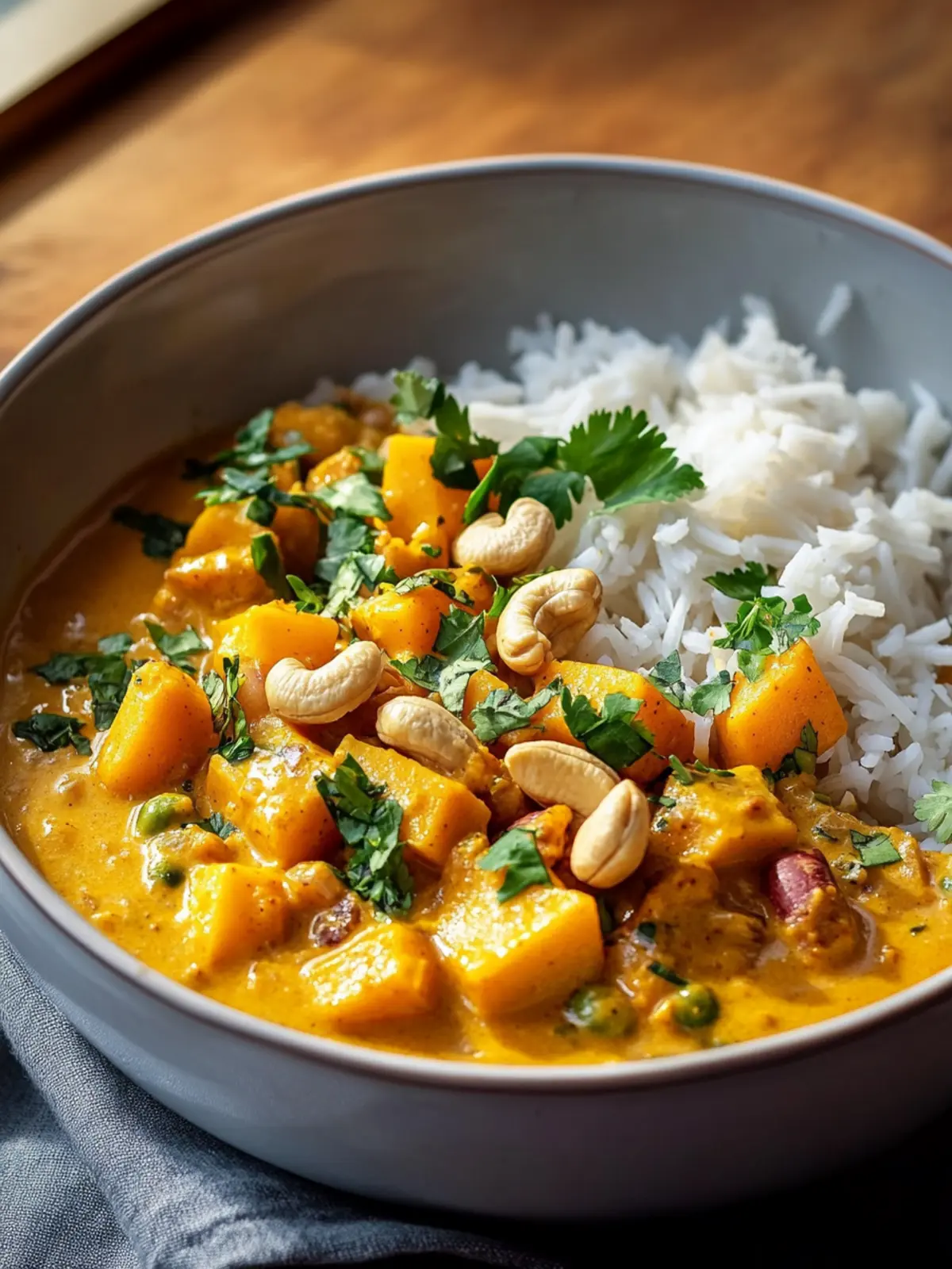 Cremiges Süßkartoffelcurry mit Cashews