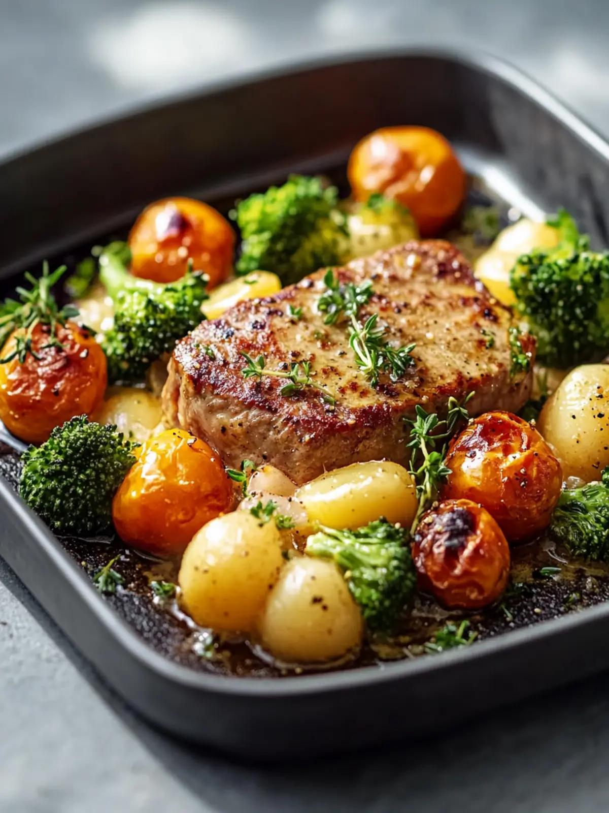 Saftiges Rindfleisch mit Gemüse aus dem Ofen