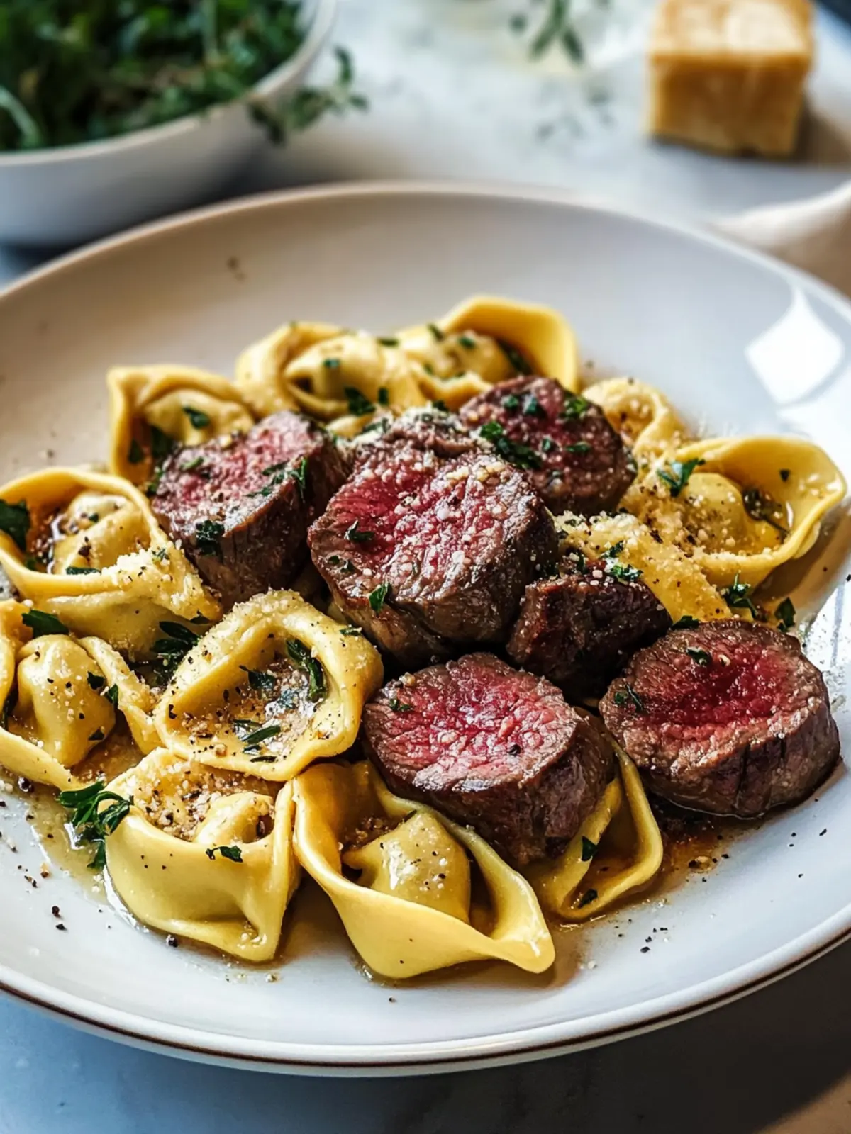 Ein-Pfannen-Steak-Bissen-Tortellini
