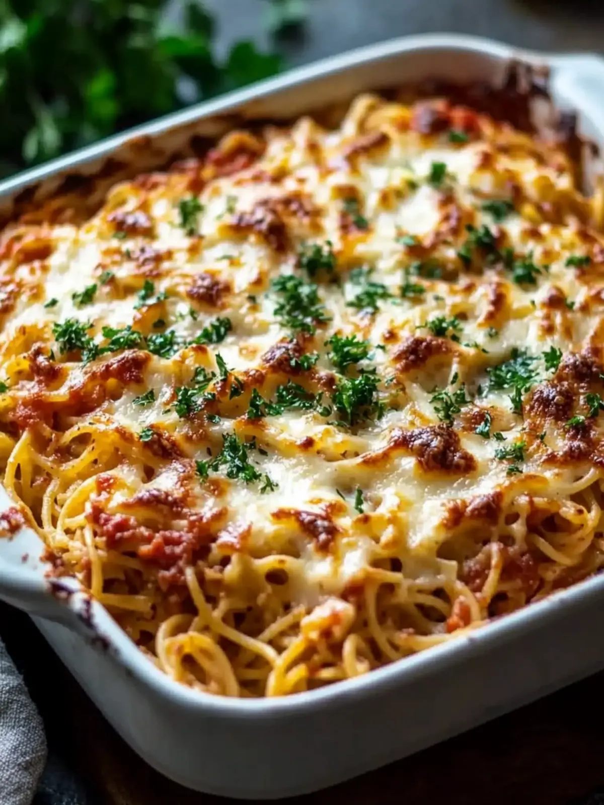 Spaghetti casserole with cream cheese