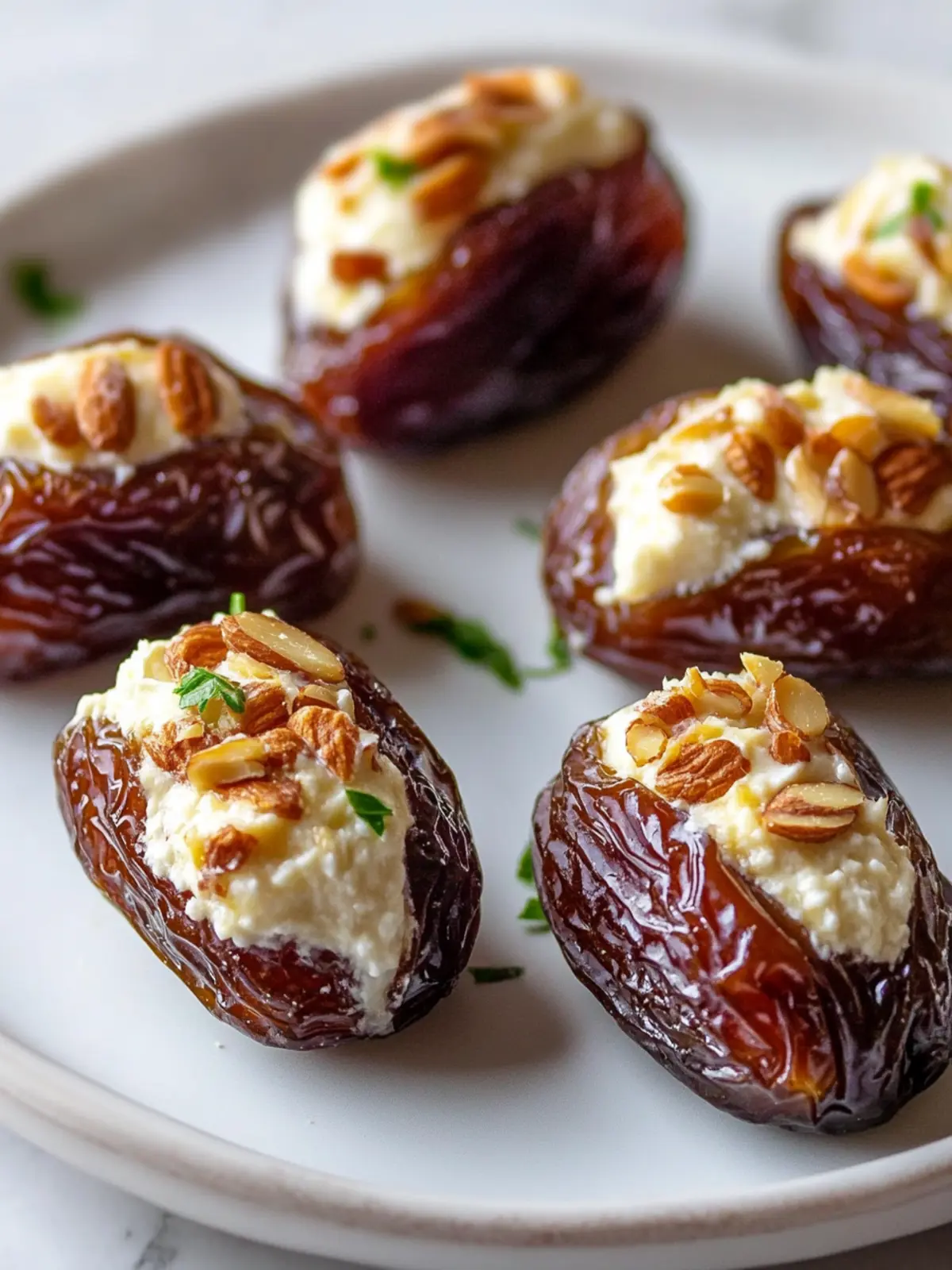 Sweet-salty dates with cream cheese almond filling