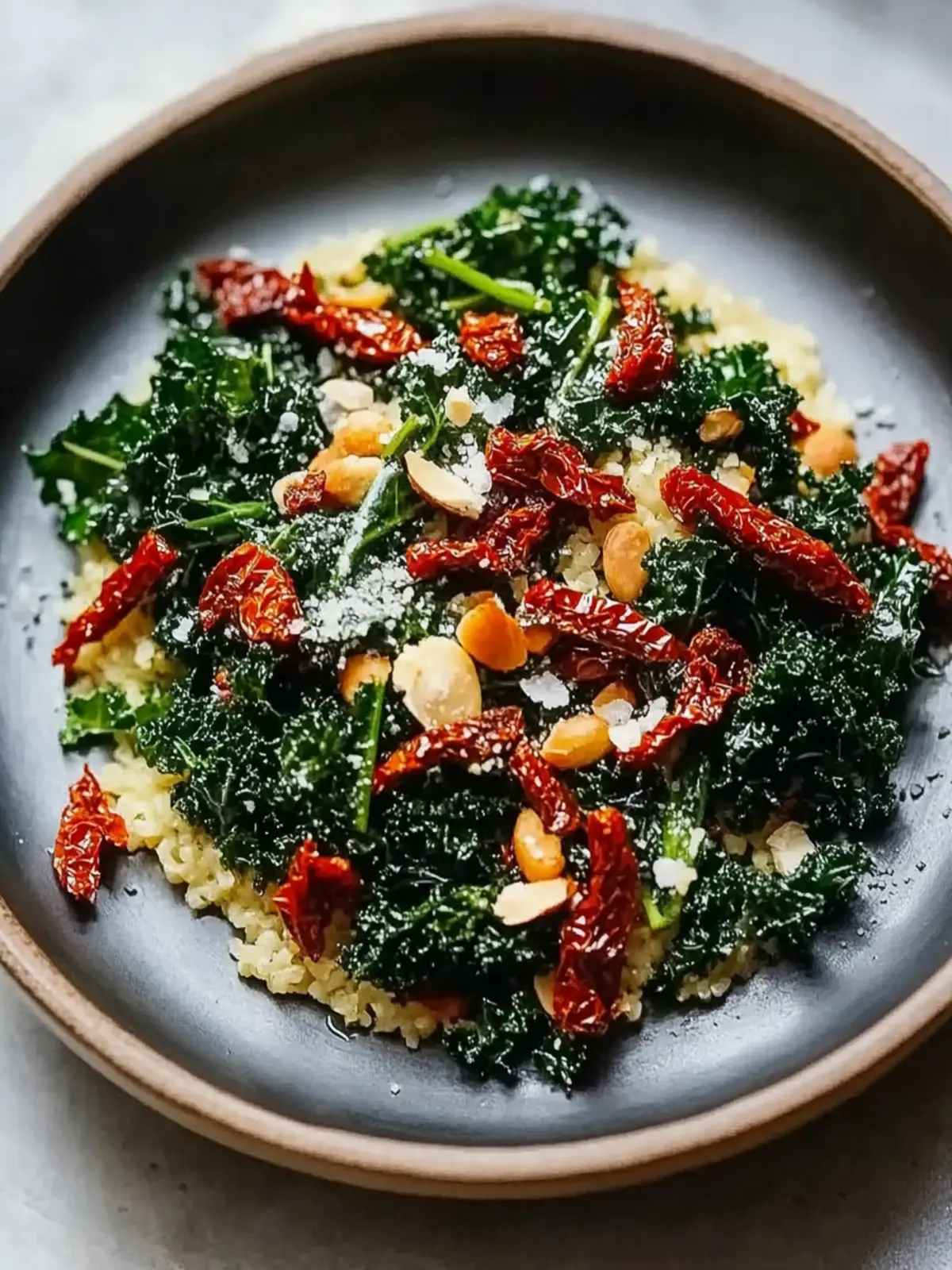 Quick kale skillet dish with sun-dried tomatoes