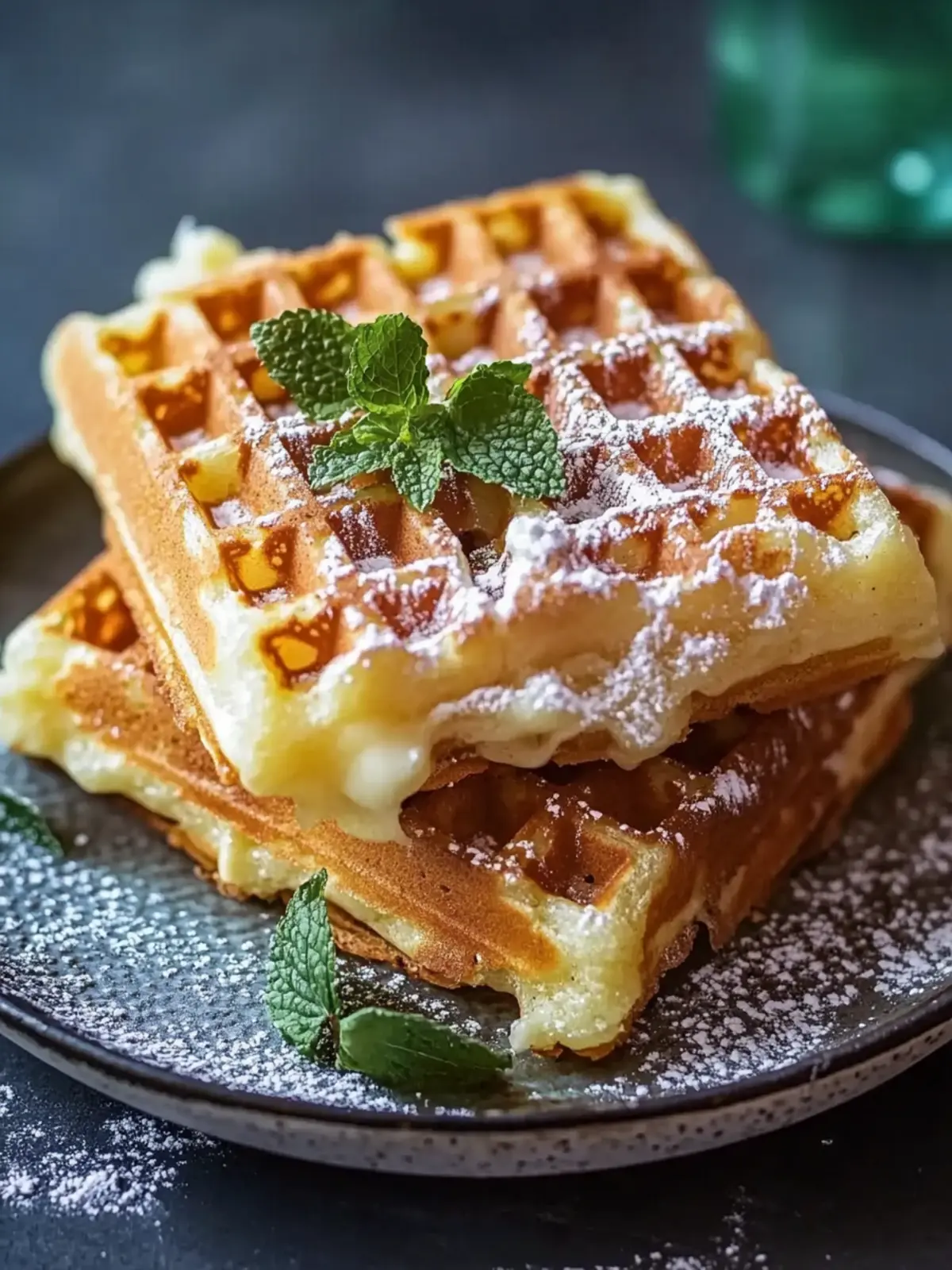 Knusprige salzige Waffeln mit Schinken und Käse