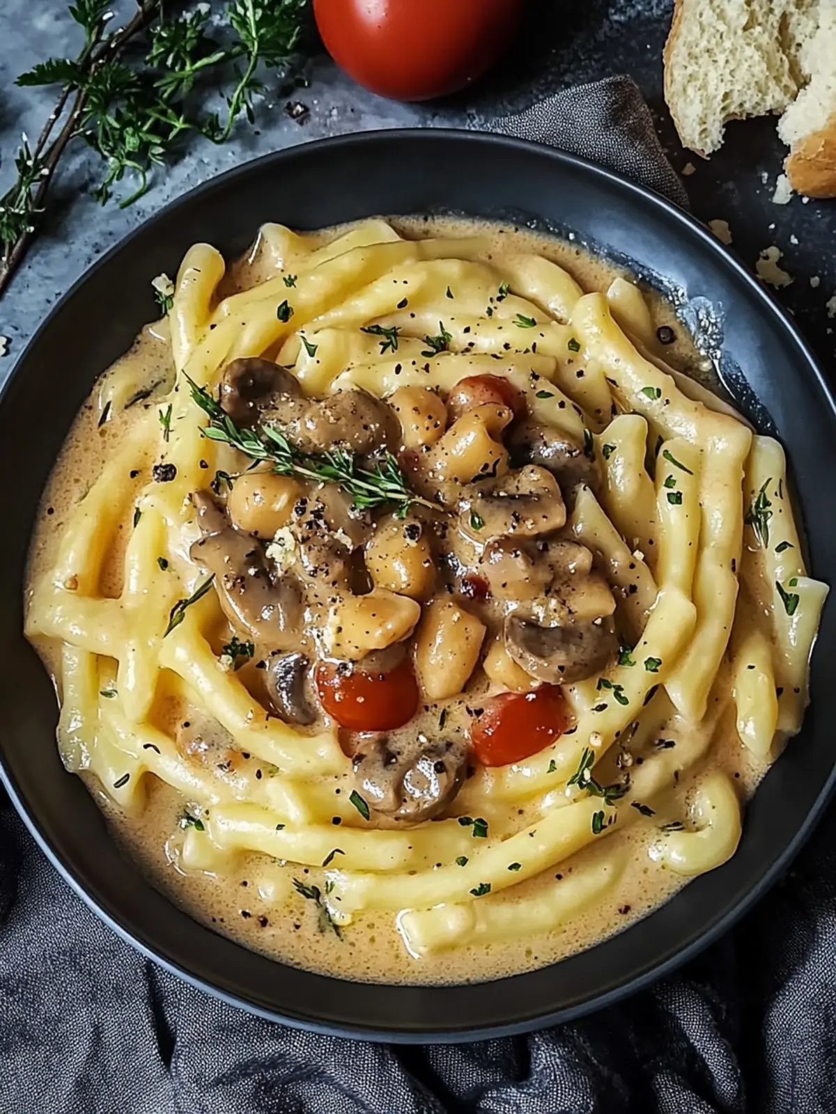 Pilzrahmsauce mit Schupfnudeln