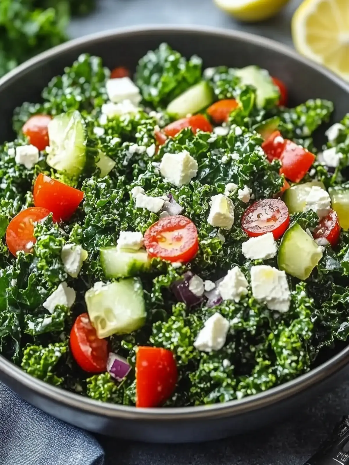 Greek kale salad with lemon olive oil dressing