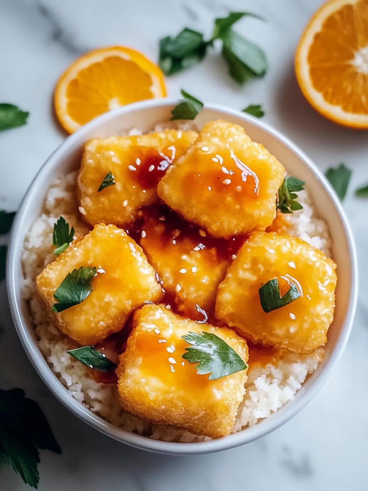 Leckeres veganes Orangenhühnchen