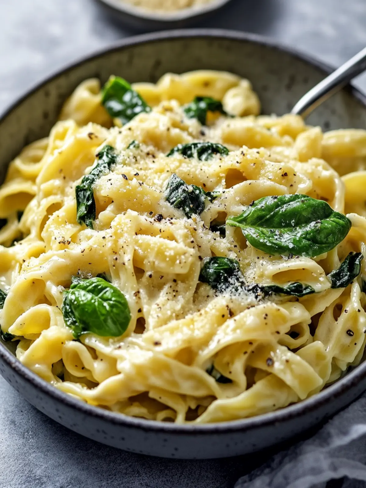 Cremige One Pot Pasta mit Linsen und Spinat