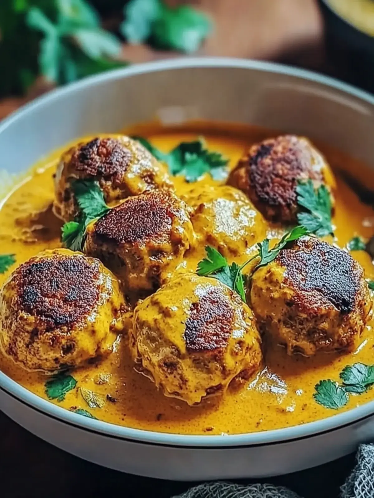 Vegane Linsenknödel in Curry-Sauce