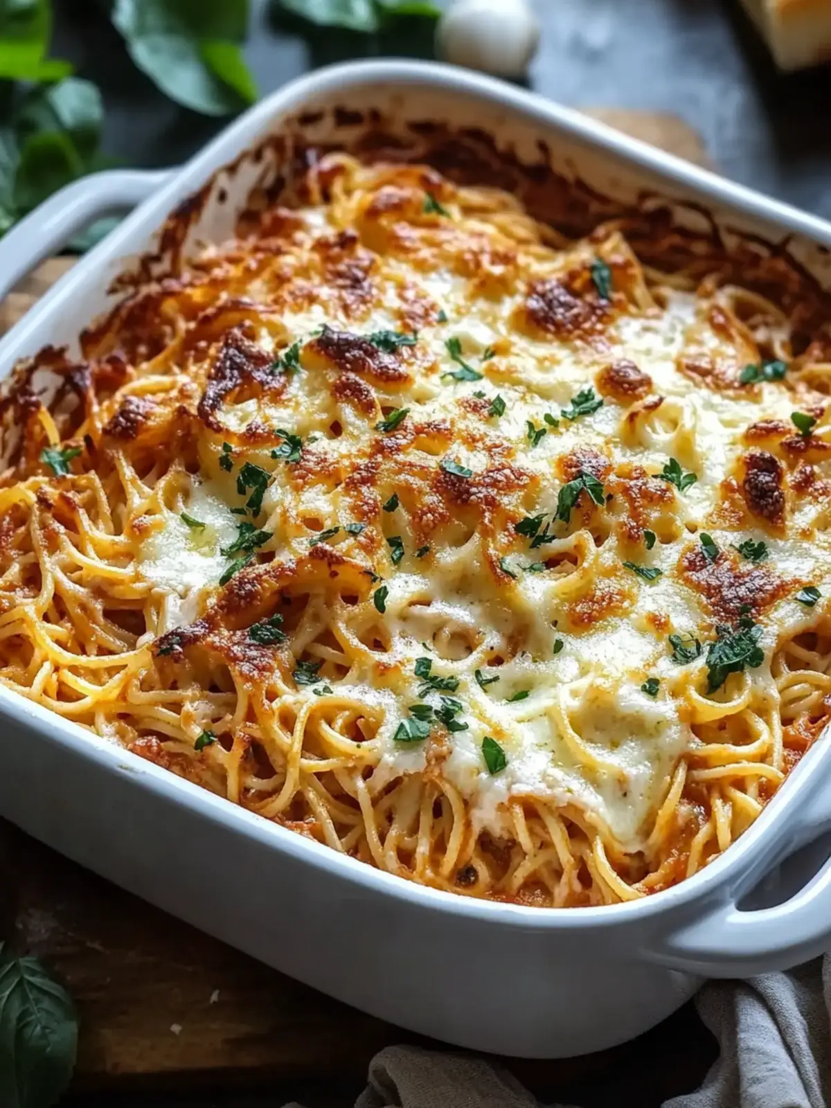 Spaghetti casserole with cream cheese