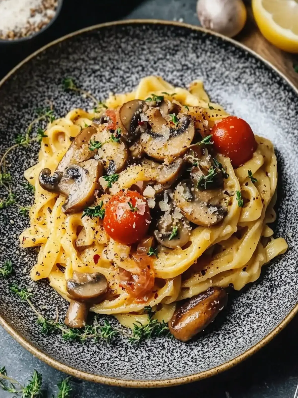 Paprika Spätzle mit Champignons