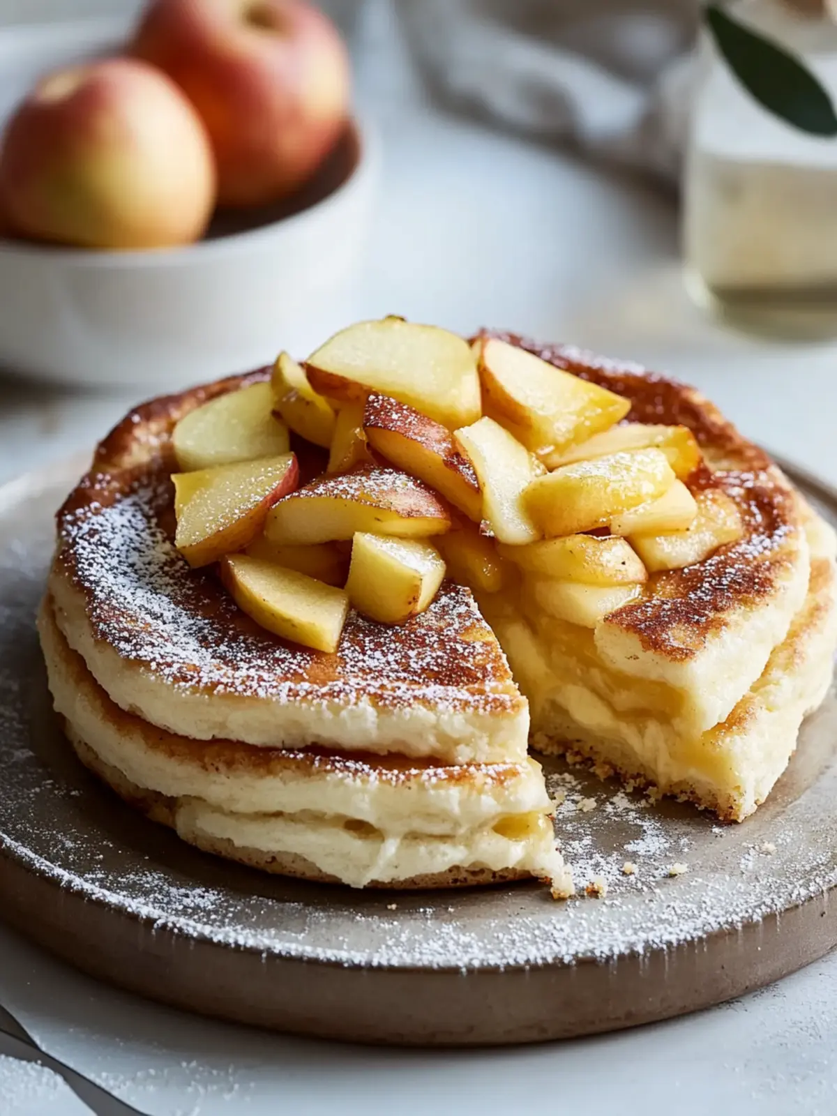 Cinnamon curd pancakes with apple dream