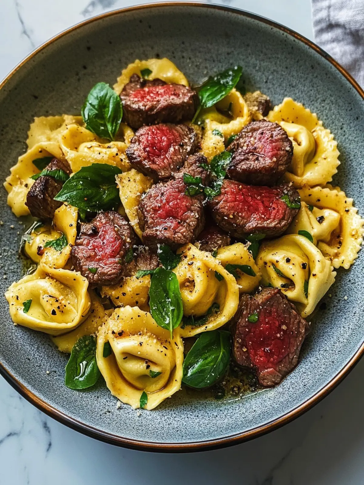 Ein-Pfannen-Steak-Bissen-Tortellini