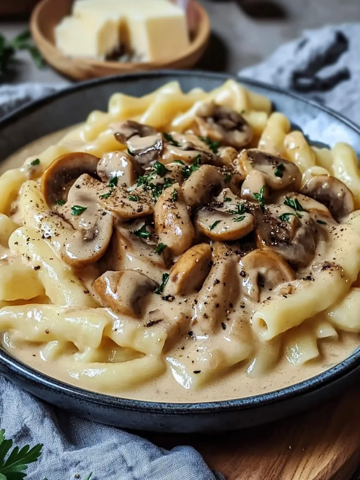 Pilzrahmsauce mit Schupfnudeln
