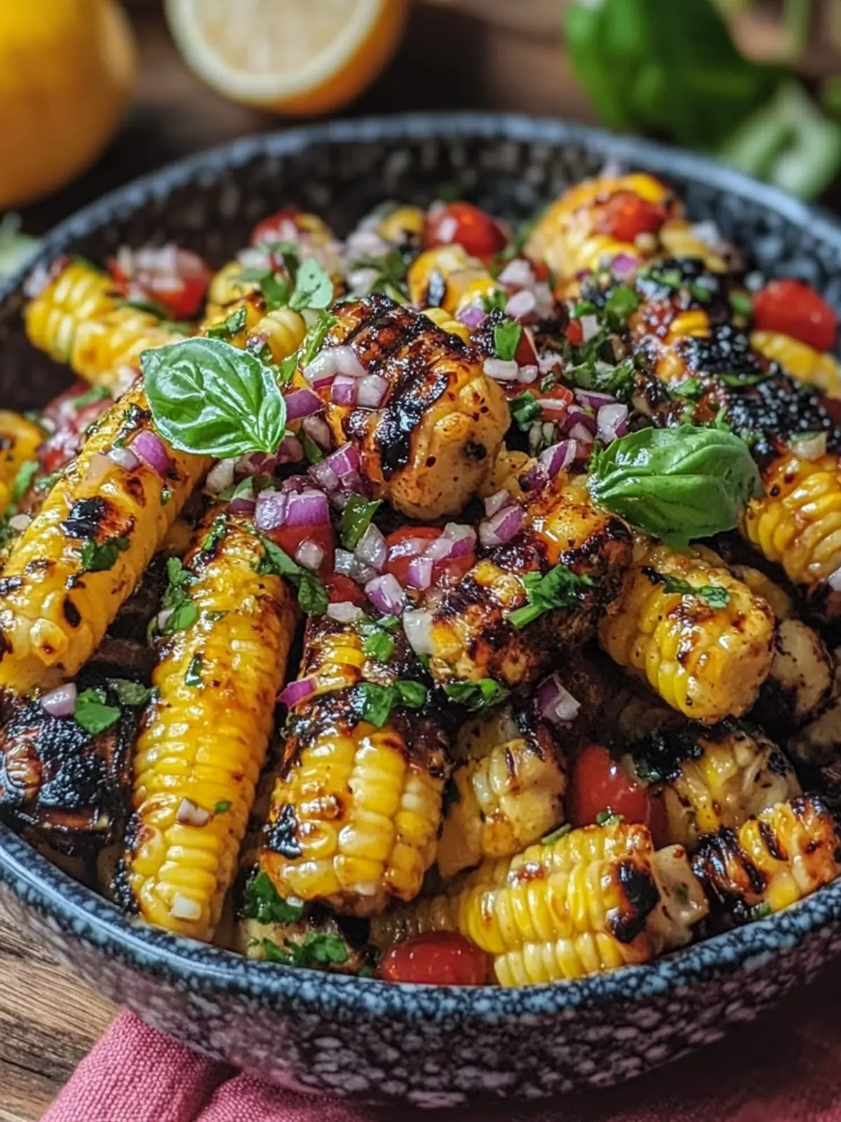 Frischer gegrillter Mais- und Schwarzbohnensalat