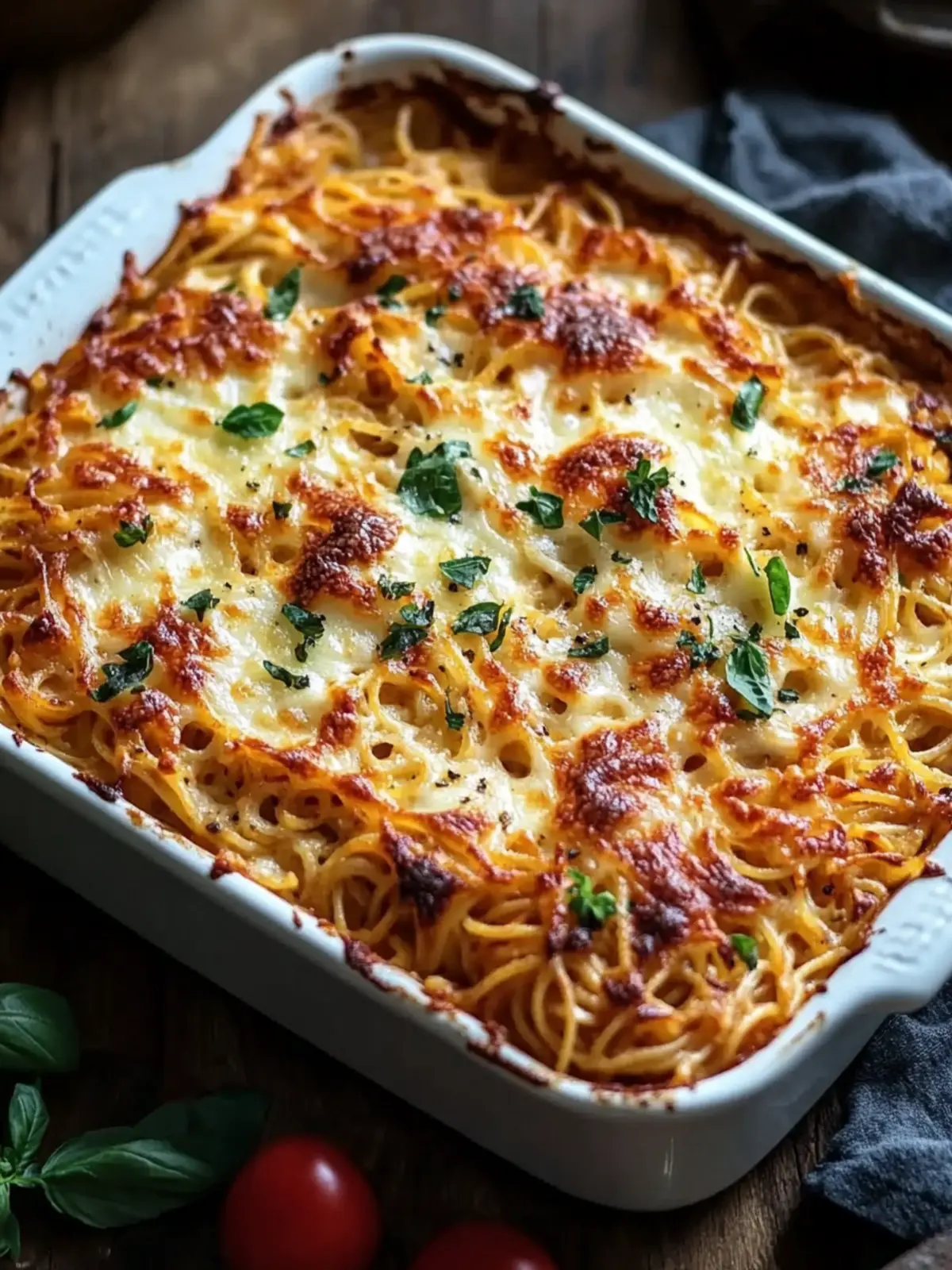Spaghetti casserole with cream cheese